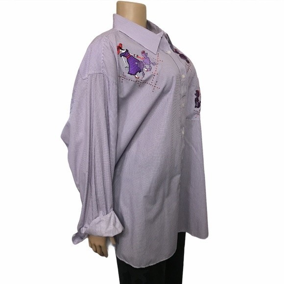 Vintage p.g.b Striped Cotton Button Down Shirt violet,red size 2X - Picture 15 of 16